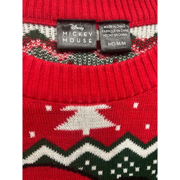 Disney Mickey Mouse Holiday Knit Sweater Christmas Fair Isle Men’s Medium - Picture 3 of 8